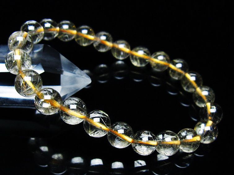 ゴールドタイチンルチル ブレスレット 8mm [t171-7555] 1枚目