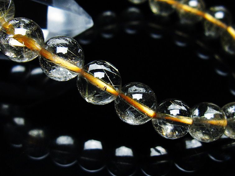 ゴールドタイチンルチル ブレスレット 8mm [t171-7555] 3枚目