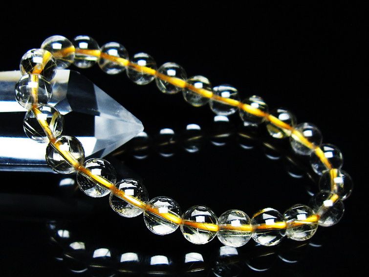 ゴールドタイチンルチル ブレスレット 7mm [t171-7596] 1枚目