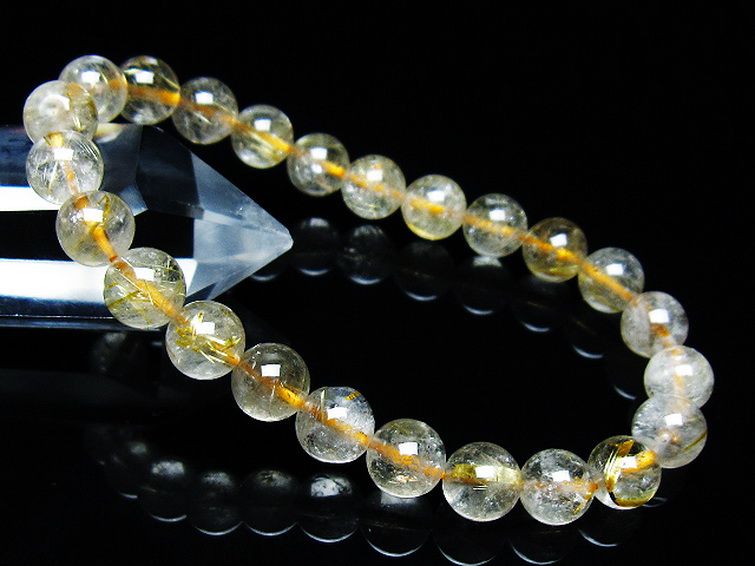 ゴールドタイチンルチル ブレスレット 8mm [T171-7615] 1枚目