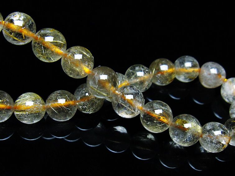 ゴールドタイチンルチル ブレスレット 8mm [T171-7615] 2枚目