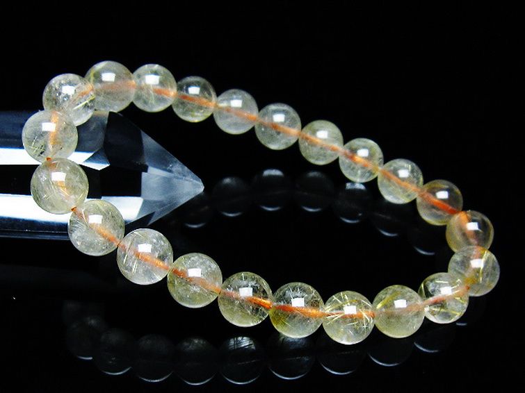 ゴールドタイチンルチル ブレスレット 8mm [t171-7617] 1枚目