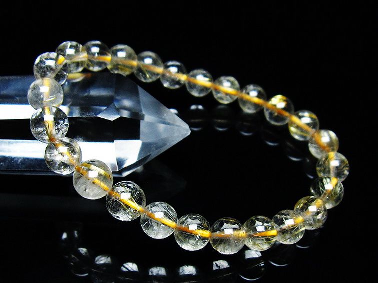 ゴールドタイチンルチル ブレスレット 7mm [T171-7621] 1枚目