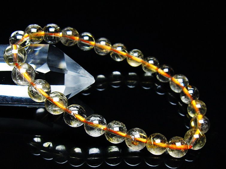 ゴールドタイチンルチル ブレスレット 7mm [T171-7668] 1枚目