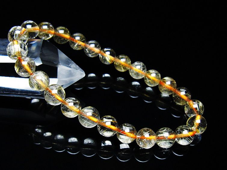 ゴールドタイチンルチル ブレスレット 7mm [T171-7678] 1枚目