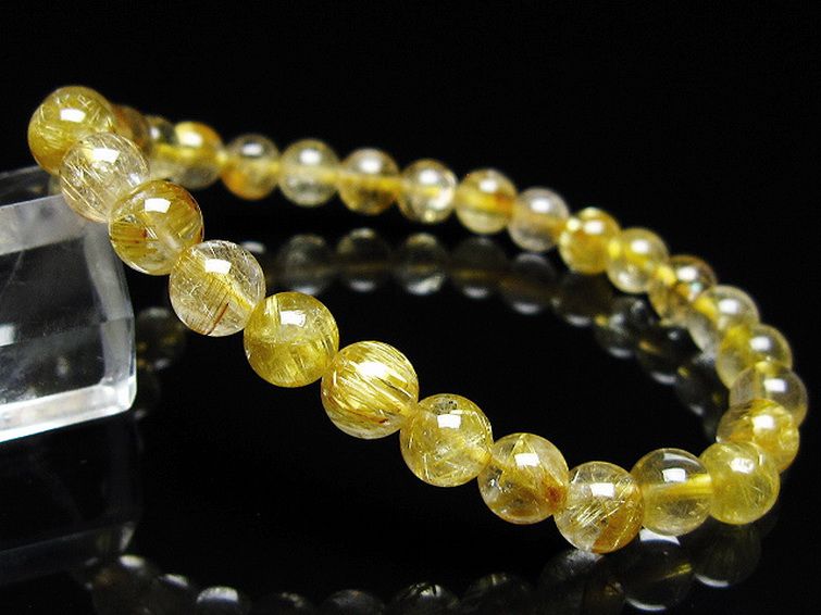 ゴールドタイチンルチル ブレスレット 7mm [t171-7960] 1枚目