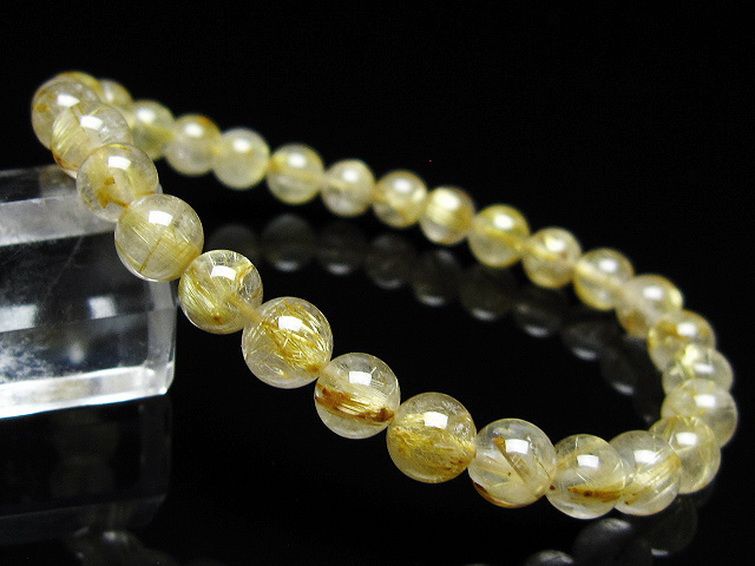 ゴールドタイチンルチル ブレスレット 6mm [t171-7961] 1枚目