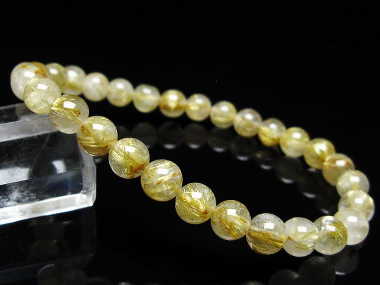 ゴールドタイチンルチル ブレスレット 7mm [t171-7967] 1枚目