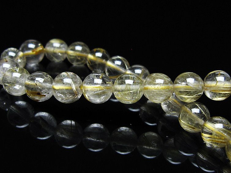 ゴールドタイチンルチル ブレスレット 7mm [t171-8016] 2枚目