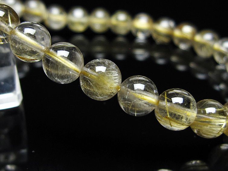 ゴールドタイチンルチル ブレスレット 7mm [t171-8016] 3枚目