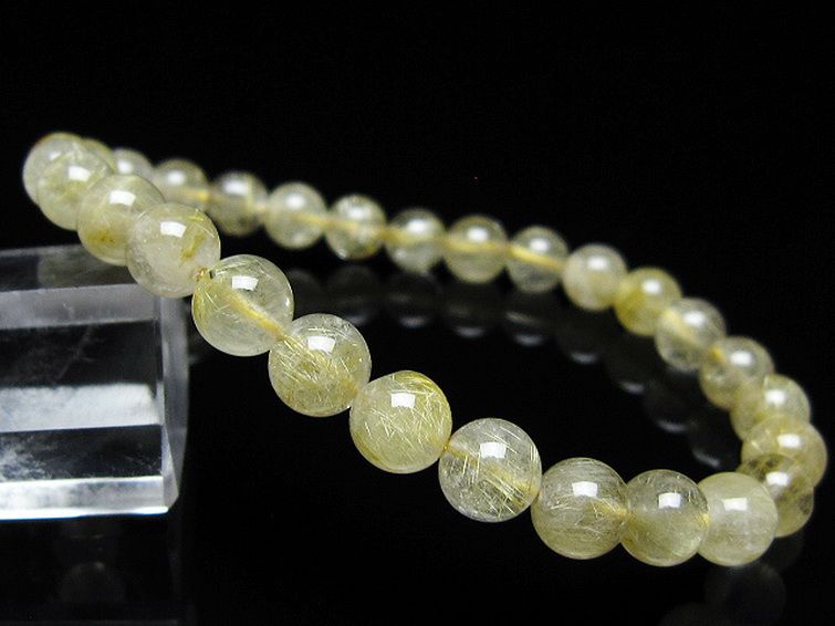 ゴールドタイチンルチル ブレスレット 7mm [t171-8019] 1枚目