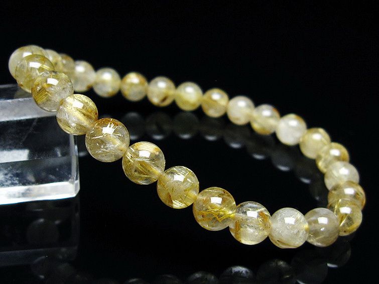 ゴールドタイチンルチル ブレスレット 7mm [t171-8021] 1枚目