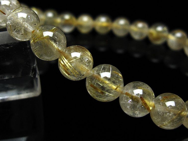 ゴールドタイチンルチル ブレスレット 7mm [t171-8253] 3枚目