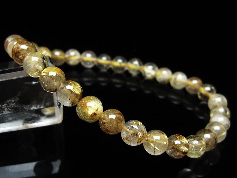 ゴールドタイチンルチル ブレスレット 6mm [t171-8258] 1枚目