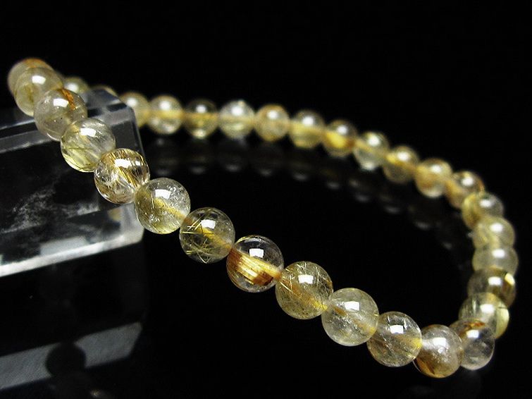 ゴールドタイチンルチル ブレスレット 6mm [t171-8303] 1枚目