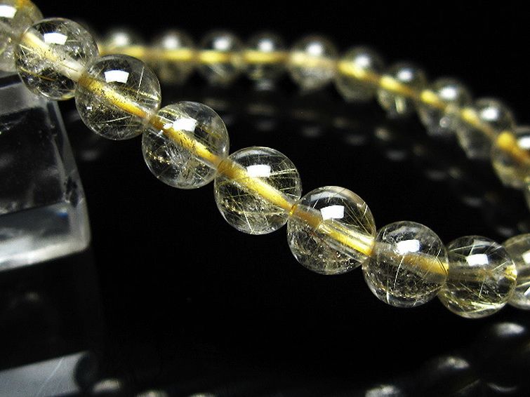 ゴールドタイチンルチル ブレスレット 7mm [t171-8322] 3枚目