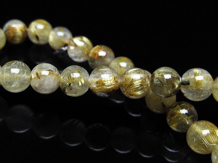 ゴールドタイチンルチル ブレスレット 6mm [t171-8578] 2枚目