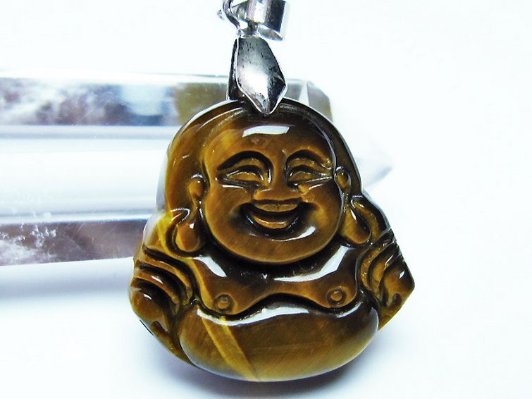 タイガーアイ※黄虎目石布袋様 ペンダント [T186-1542] 2枚目