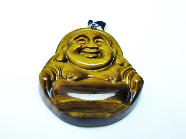 タイガーアイ※黄虎目石布袋様 ペンダント [T186-1567] 1枚目