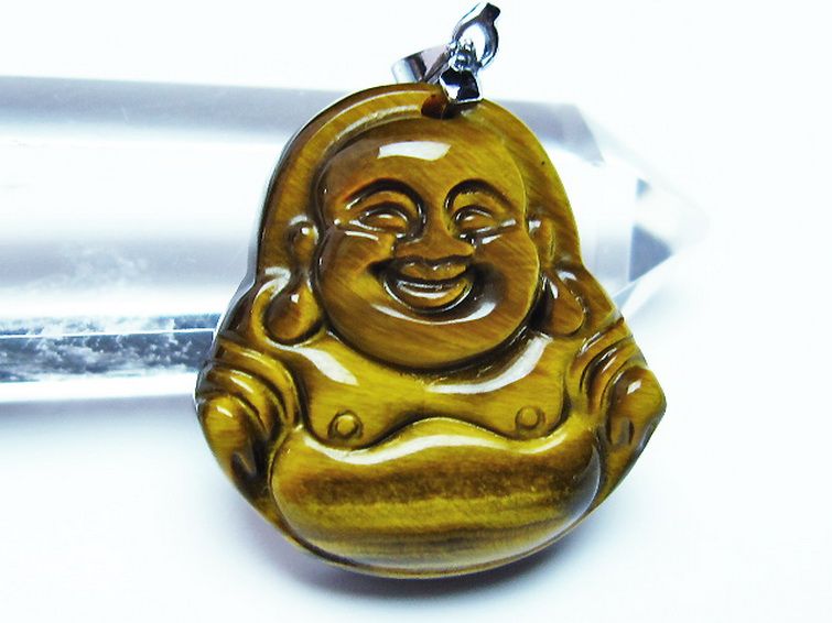 タイガーアイ※黄虎目石布袋様 ペンダント [T186-1567] 2枚目