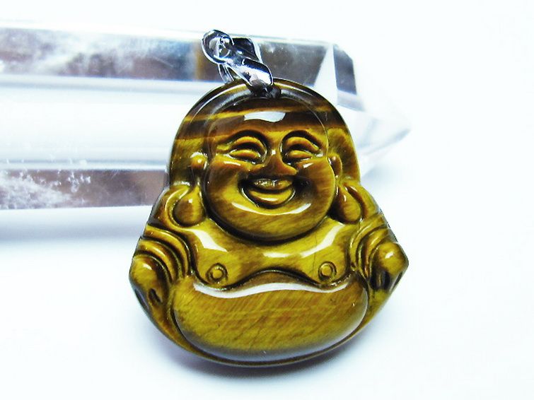 タイガーアイ※黄虎目石布袋様 ペンダント [T186-1577] 2枚目