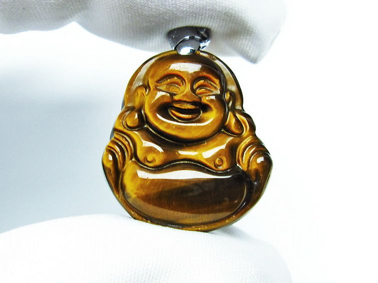 タイガーアイ※黄虎目石布袋様 ペンダント [T186-1611] 2枚目