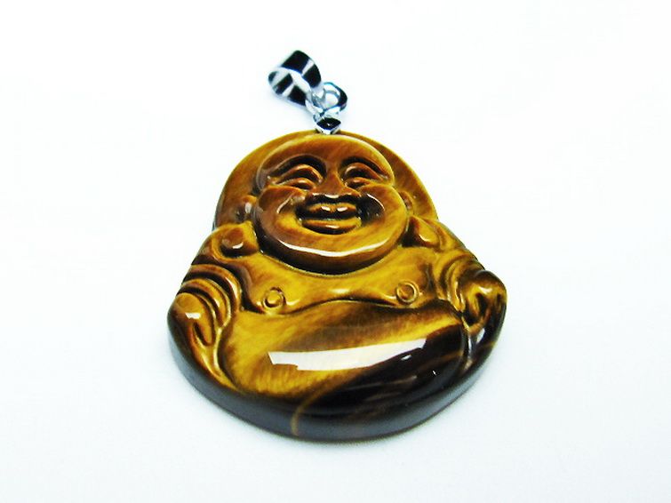 タイガーアイ※黄虎目石布袋様 ペンダント [T186-1667] 1枚目