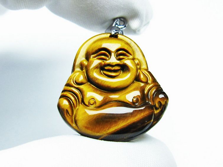 タイガーアイ※黄虎目石布袋様 ペンダント [T186-1667] 2枚目