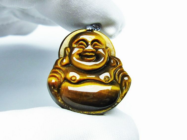 タイガーアイ※黄虎目石布袋様 ペンダント [T186-1673] 2枚目