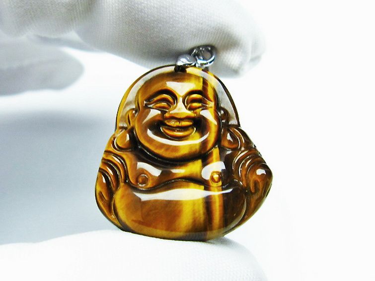 タイガーアイ※黄虎目石布袋様 ペンダント [T186-1735] 2枚目