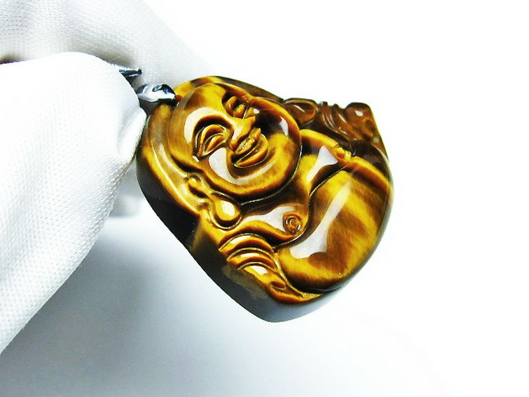 タイガーアイ※黄虎目石布袋様 ペンダント [T186-1735] 3枚目