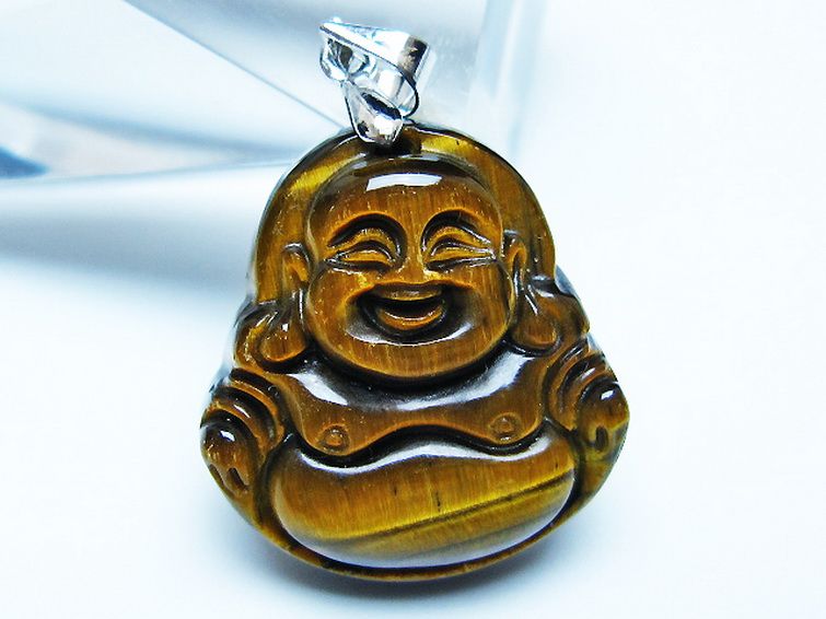 タイガーアイ※黄虎目石布袋様 ペンダント [T186-1951] 2枚目