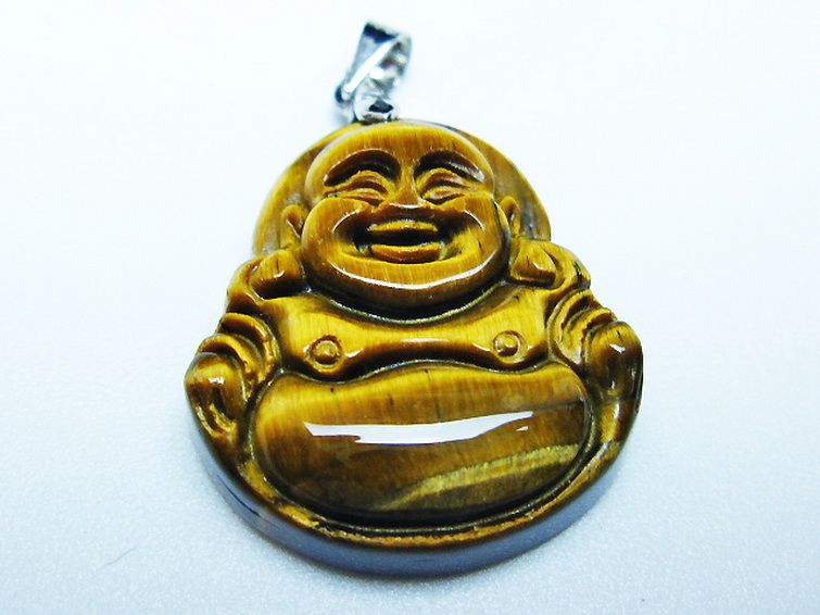 タイガーアイ※黄虎目石布袋様 ペンダント [T186-1951] 3枚目