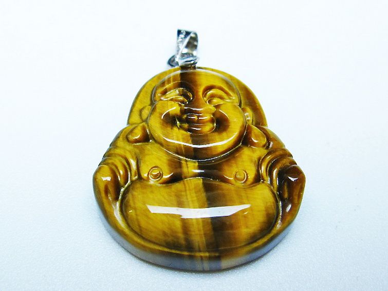 タイガーアイ※黄虎目石布袋様 ペンダント [T186-1970] 3枚目