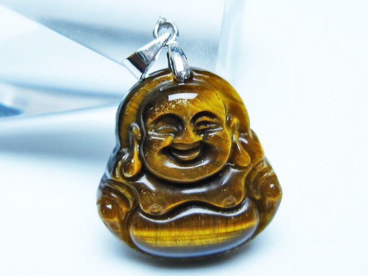 タイガーアイ※黄虎目石布袋様 ペンダント [T186-1990] 2枚目