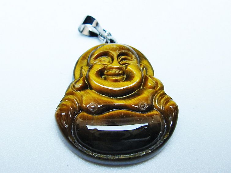 タイガーアイ※黄虎目石布袋様 ペンダント [T186-1990] 3枚目