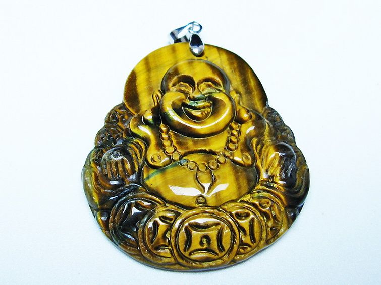 タイガーアイ※黄虎目石布袋様 ペンダント [T186-2015] 3枚目