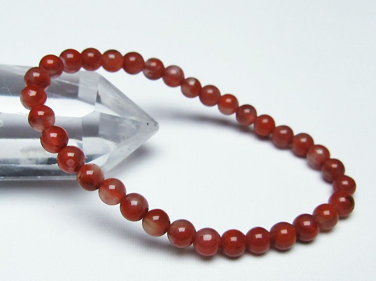 レッドアゲート 赤メノウ ブレスレット 6mm [T187-1544] 1枚目
