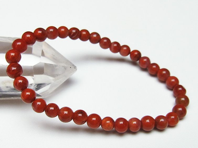 レッドアゲート 赤メノウ ブレスレット 6mm [t187-1693] 1枚目