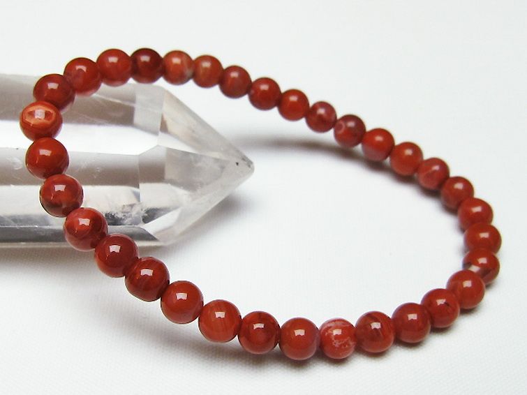 レッドアゲート 赤メノウ ブレスレット 6mm [T187-1699] 1枚目