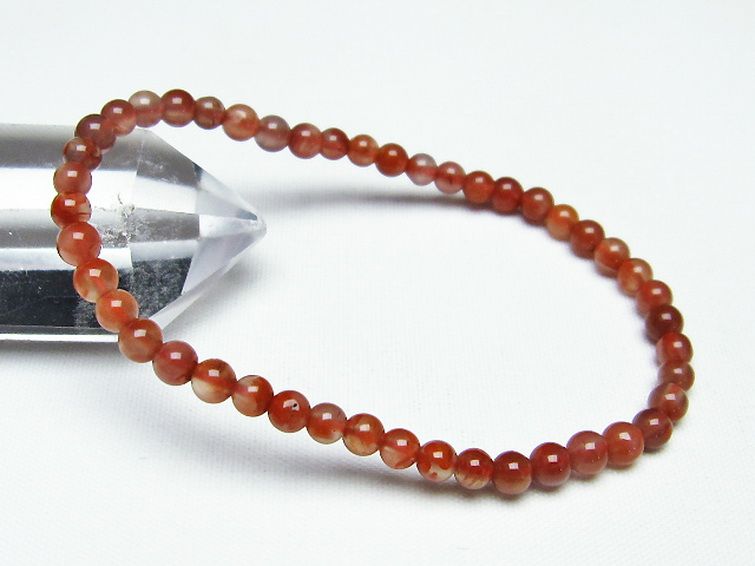 レッドアゲート 赤メノウ ブレスレット 4mm [T187-1733] 1枚目
