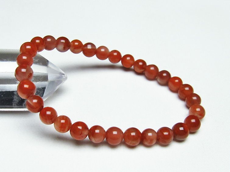 レッドアゲート 赤メノウ ブレスレット 6mm [T187-1828] 1枚目