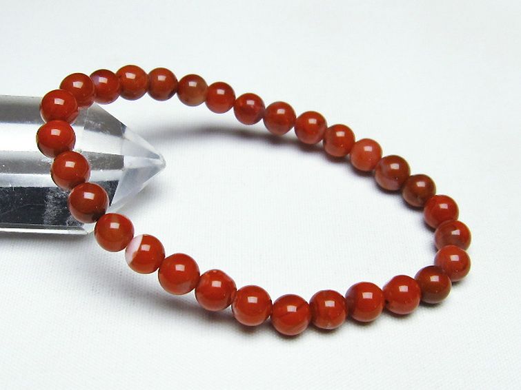 レッドアゲート 赤メノウ ブレスレット 6mm [T187-1859] 1枚目