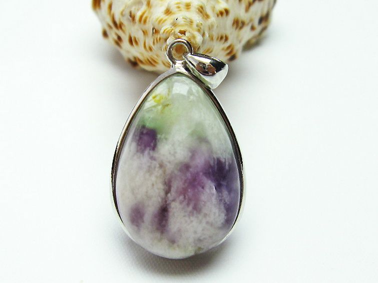 エンジェルフェザー フローライト ペンダント [t21-4268] 1枚目