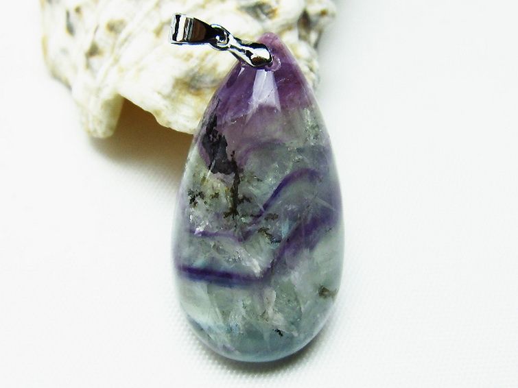 エンジェルフェザー フローライト ペンダント [t21-4449] 3枚目