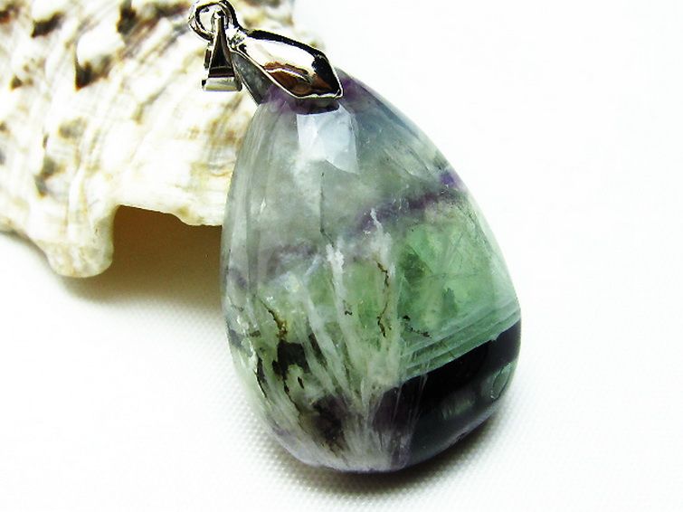 エンジェルフェザー フローライト ペンダント [T21-4463] 3枚目