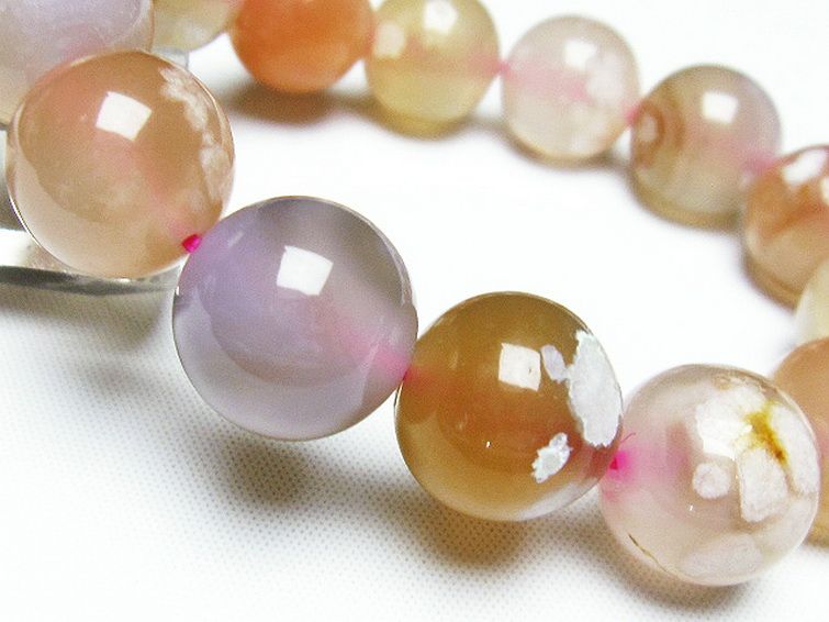 桜メノウ チェリーブロッサムアゲート ブレスレット 15mm [T213-1478] 3枚目
