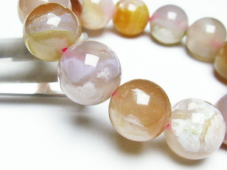 桜メノウ チェリーブロッサムアゲート ブレスレット 16mm [t213-1482] 3枚目