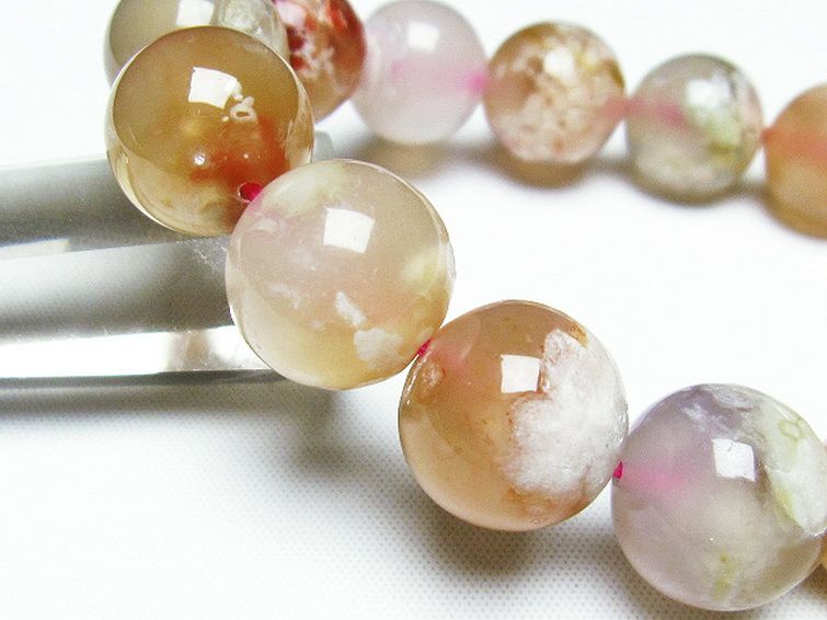 桜メノウ チェリーブロッサムアゲート ブレスレット 15mm [t213-1484] 3枚目