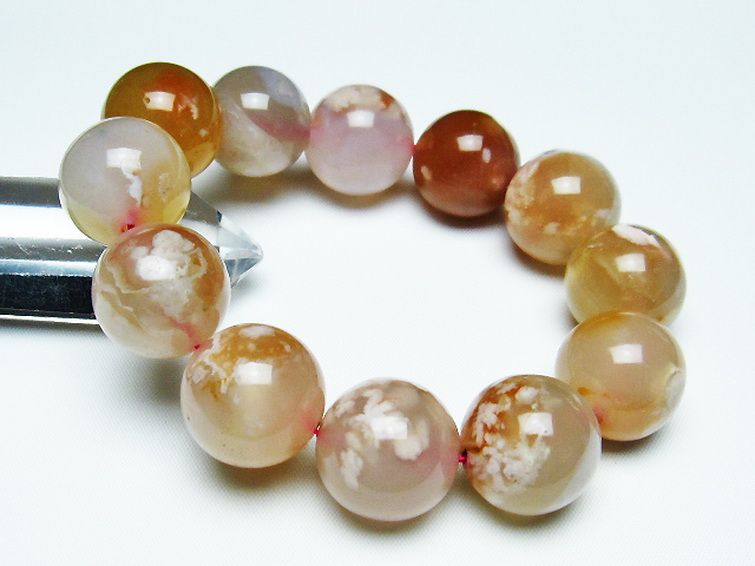 桜メノウ チェリーブロッサムアゲート ブレスレット 20mm [t213-1616] 1枚目